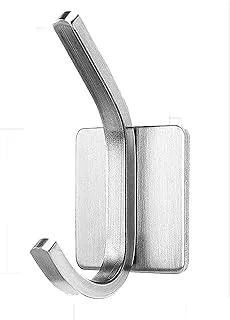 Sulfar Self Adhesive Hooks 4 Pack, Brushed Stainless Steel Adhesive Door Hooks, Heavy Duty Wall Hooks for Hanging Towels, Robes, Coats, Keys, Calendars Bathroom Home Kitchen, No Drill Glue Needed