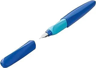 Pelikan Twist Fountain Pen with 2 Ink Cartridges, Medium Nib, Deep Blue, Blister Card (814744)