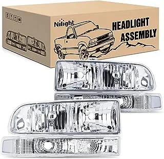 Nilight Headlight Assembly for 1998 1999 2000 2001 2002 2003 2004 2005 Chevy Blazer Headlights 1998-2004 Chevrolet S10 Pickup Replacement Headlamp Housing Bumper Lights, 2 Years Warranty