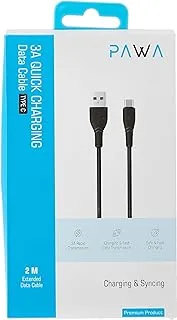 Pawa PVC 3A Data & Quick Charging Type-C Cable 2m / 6.5ft ، متوافق مع Galaxy S22 / S21 / S21 + / S20 + Ultra ، Note 20/10 Ultra ، Air 2020 ، iPad Pro إلخ - أسود