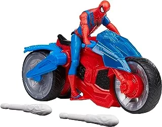 Marvel Spider-Man Web Blast Cycle, 4-Inch Action Figure with Vehicle and 2 Web Projectiles, Kids Playset for Ages 4 and Up