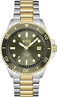 Hugo Boss Men's Olive Green Dial Stainless Steel & Ionic Gold Plated Steel Watch - 1514011