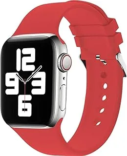 Green Silicone Band with Buckle Watch Strap for Apple Watch 42/44/45MM - Bright Red