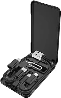 Hoco U86 - Treasure USB-C to USB-C Charging Data Cable (3A - 0.28M) With Micro-USB To USB-C Adapter/For Lightning To USB-C Adapter/USB To USB-C Adapter With Storage Case - Black