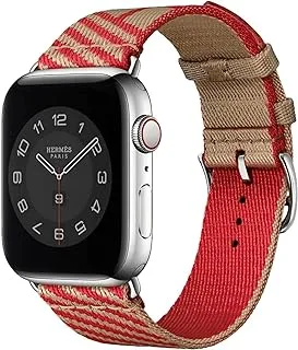 Green Lion Woven Textile Watch Strap for Apple Watch 42/44/45mm - Brown/Red