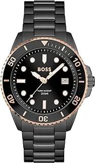 Hugo Boss Men's Black Dial Ionic Plated Black Steel Watch - 1514013