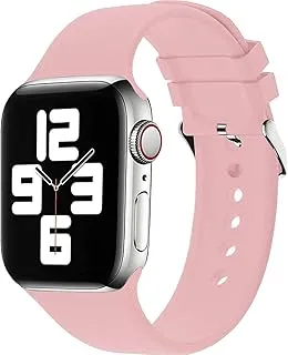 Green Lion Green Silicone Band with Buckle Watch Strap for Apple Watch 42/44/45MM - Light Pink