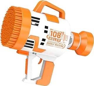 Little Story - 108 Holes Bubble Machine Gun wt Light/Bubble Maker for Kids Indoor & Outdoor- Orange