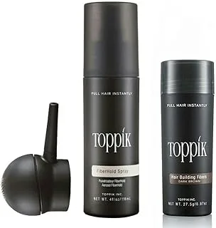 Toppik Hair Building Fibers dark brown 27.5g with holding spray & applicator