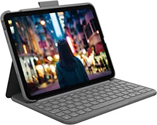 Logitech iPad (10th generation) Keyboard Case | Slim Folio with integrated wireless keyboard, Arabic Layout - Graphite