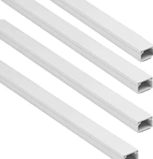 Biella™ Square Cable Box PVC Trunking White Wall Cord Cover Cable Concealer On-Wall Wire Cover Paintable Cable Management Raceway to Hide Wires 290cm Length 25x16mm - Pack of 4