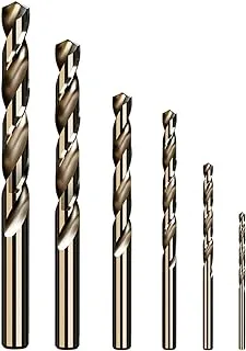 ECVV 6Pcs Cobalt Drill Bit Set, 2-8mm High Speed Steel Twist Drill Bit Set for Hardened Metal, Stainless Steel, Cast Iron and Wood Plastic