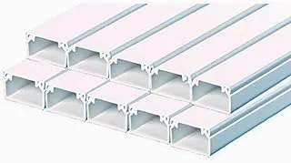 Biella™ Square Cable Box PVC Trunking White Wall Cord Cover Cable Concealer On-Wall Wire Cover Paintable Cable Management Raceway to Hide Wires 290cm Length 16x16mm - Pack of 10