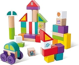 Hape Space Monster Stacking Blocks, Space Themed Stacking Blocks, 12M+, 50 Multicoloured Pieces,