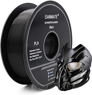 iSANMATE PLA 3D Printer Filament ، قطر 0.07 بوصة (1.75 مم) ، دقة الأبعاد: +/- 0.001 بوصة (0.03 مم) ، 2.2 رطل (1 كجم) أسود