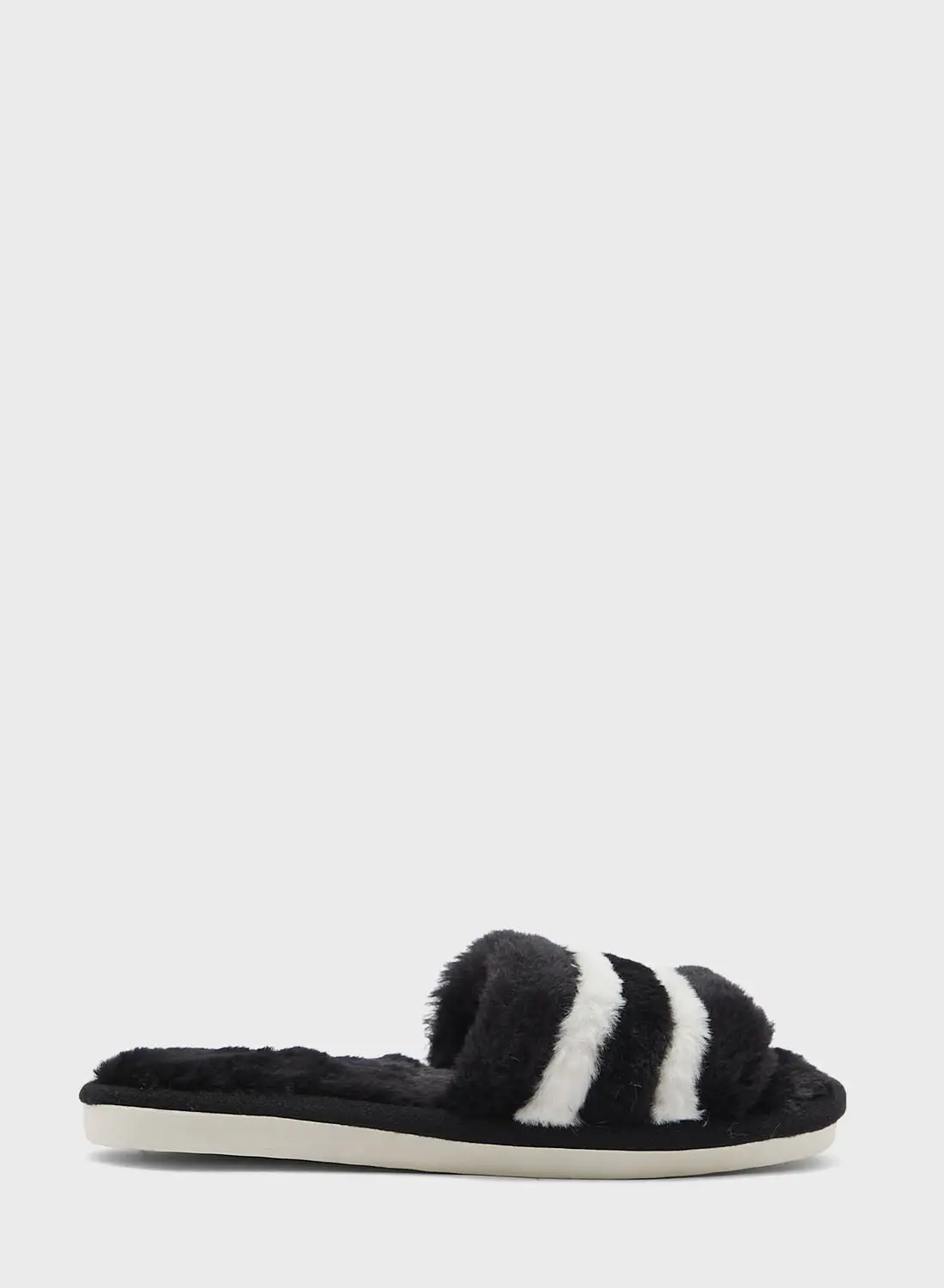 Ginger Double Stripe Furry Bedroom Slipper