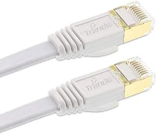 Trands CA5154 CAT 7 Flat Networking Cable, 1 Meter Length, White