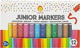 Tiger Tribe Junior Markers - 12pc Markers For Kids, Felt Tip Pens For Children, Colouring Pens For Kids, Washable Felt Tip Pens For Children