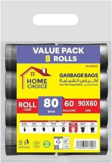 Home Choice, 60 Gallons Bundle Pack, Black, 80 Garbage Bags, Size 90x110 cm, Trash Bags, Bin Liner, Waste Bags for Indoor and Outdoor Purposes