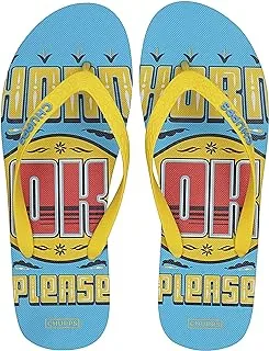 CHUPPS Men's/Boys Natural Rubber Flip Flops Slippers, HORN OK PLEASE, Comfortable Ultra-Light, Dual Colored Straps Long Lasting Digital Prints - Cyber Yellow(5UK)