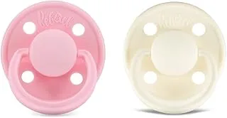 Rebael Mono Newborn Dummies 0-6 Months - Comforting Natural Rubber Round Pacifier, Safe and Easy to Sterilise Baby Soothers - 2 Pack Newborn Essentials | Sweet Pink & Cream