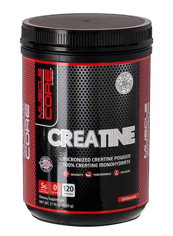 MUSCLE CORE Nutrition Creatine 100% Creatine Monohydrate 120 Servings Unflavored 600 Gm