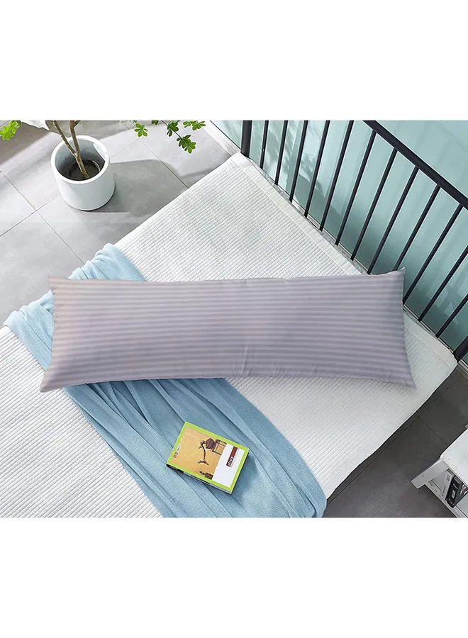 KRUDE Krude Long Body Pillow 1pc, Fabric: 100% Polyester 85 GSM Microfiber 1 cm Stripe Super Soft, Filling: 1300 gm Hollow Fiber Comfort, Breathable & Ultra Soft Size: 45 x 120 cm, Color: Light Grey