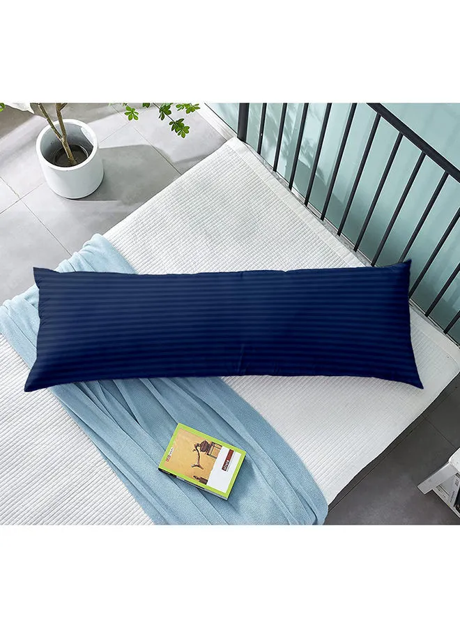 KRUDE Krude  Long Body Pillow 1pc, Fabric: 100% Polyester 85 GSM Microfiber 1 cm Stripe Super Soft, Filling: 1300 gm Hollow Fiber Comfort, Breathable & Ultra Soft Size: 45 x 120 cm, Color: Navy