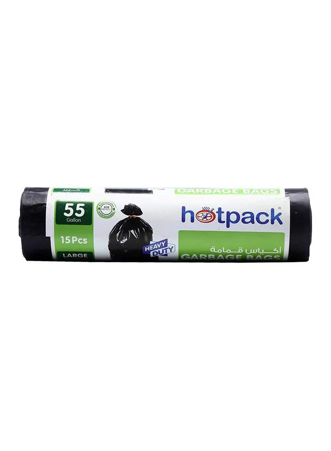 Hotpack Heavy Duty Garbage Bags Large 55 Gallon 30 Pieces Twinpack Black 80x110cm