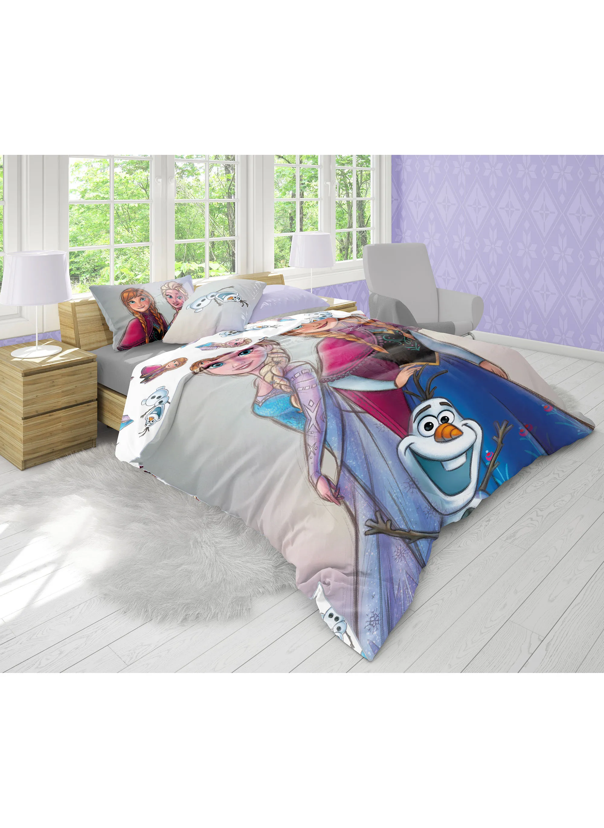 Disney 2-Piece Disney Frozen Twin Kids Bedding Set Includes 1xReversible Comforter 165x230cm, & Pillowcase 50x75cm Super Soft & Fade Resistant Celebrate Disney 100th Anniversary in Style