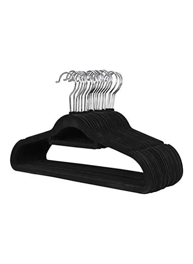 Feelings 24-Pieces Velvet Elegent Designed Hanger Set Black 45cm