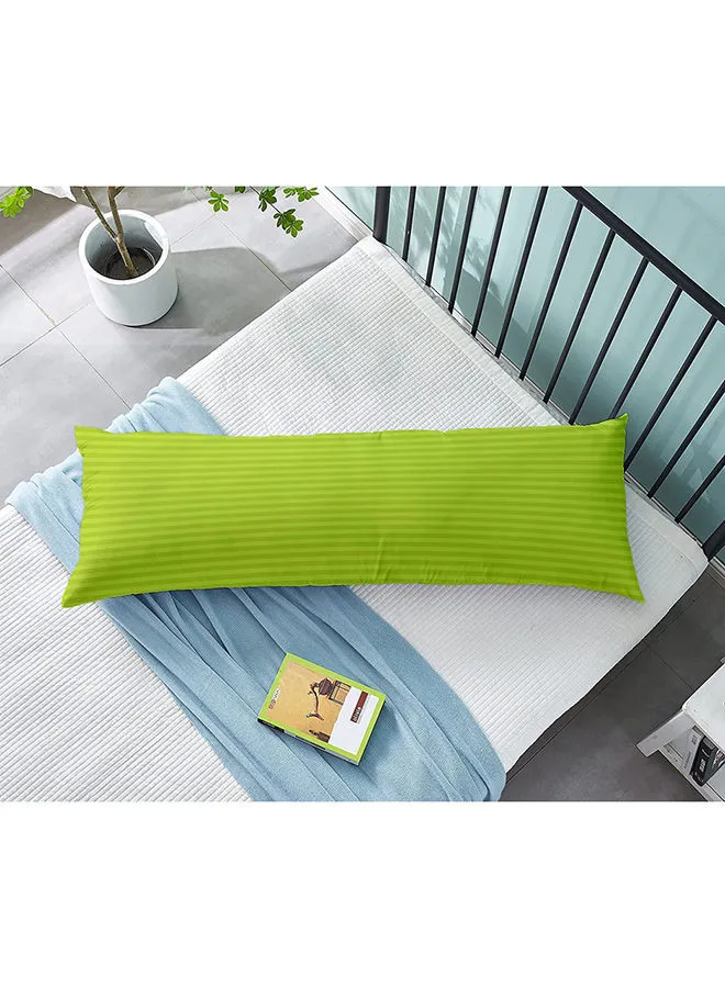 KRUDE Krude  Long Body Pillow 1pc, Fabric: 100% Polyester 85 GSM Microfiber 1 cm Stripe Super Soft, Filling: 1300 gm Hollow Fiber Comfort, Breathable & Ultra Soft Size: 45 x 120 cm, Color: Lime