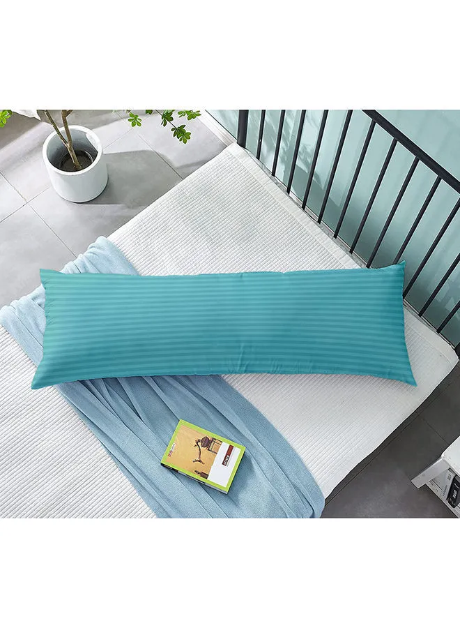 KRUDE Krude  Long Body Pillow 1pc, Fabric: 100% Polyester 85 GSM Microfiber 1 cm Stripe Super Soft, Filling: 1300 gm Hollow Fiber Comfort, Breathable & Ultra Soft Size: 45 x 120 cm, Color: Aqua