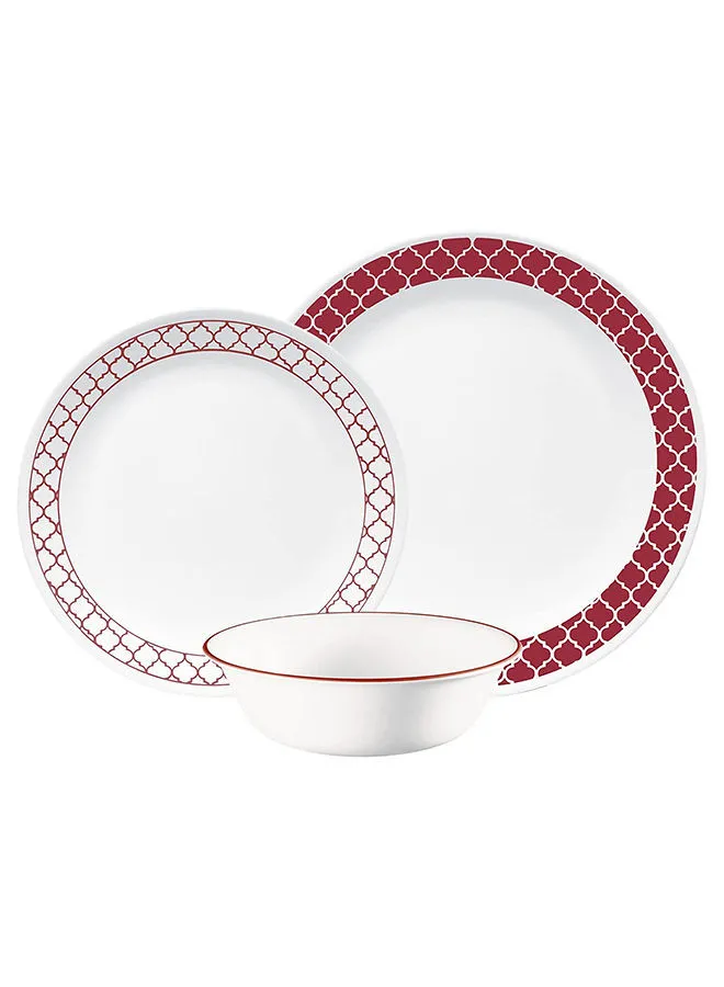 Corelle 12-Piece Crimson Trellis Dinnerware Set