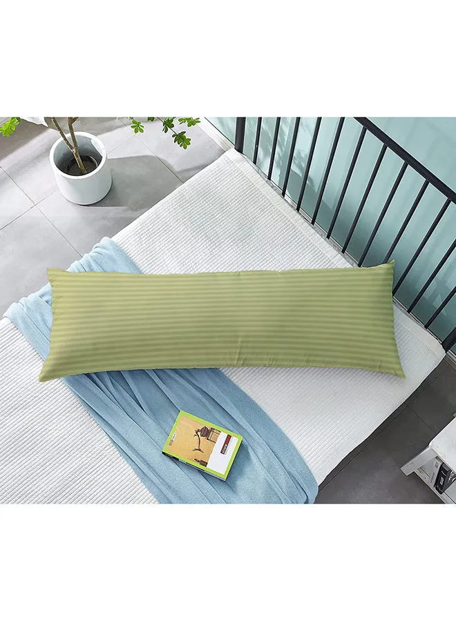 KRUDE Krude  Long Body Pillow 1pc, Fabric: 100% Polyester 85 GSM Microfiber 1 cm Stripe Super Soft, Filling: 1300 gm Hollow Fiber Comfort, Breathable & Ultra Soft Size: 45 x 120 cm, Color: Olive