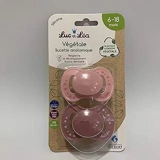 Luc et Lea 635394 Duo Vegetale Anatomic Pacifier لـ 6-18 شهرًا ، قطعتان ، زهري