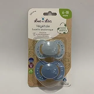 Luc et Lea 635395 Duo Vegetale Anatomic Pacifier for 6-18 Months 2-Piece, Blue