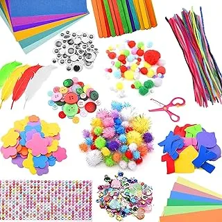 Mumoo Bear 1000+ Pcs Craft Kits for Kids, Kids Arts and Crafts with Pipe Cleaners, Colour Felt, Glitter Pom Poms, Feather, Buttons, Sequins - Homeschool DIY Arts Craft Supplies Gifts for Kids Toddlers