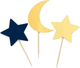 Blue and Gold Star Moon Cupcake Toppers Ramadan Eid Party tableware supplies