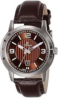 Titan Men Analog Quartz Watch with Leather Strap 1730SL03