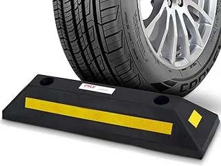 Pyle Curb Garage Vehicle Floor Stopper for Parking Safety 1PC Heavy Duty Rubber Parking Lot Driveway Stopper, For Car Vans Trucks Tire Wheel Guide Block Protect Bumper- Pyle PCRSTP11