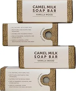 Camel Soap Factory Natural Soap-Arabian Milled - 4 x Vanilla Wood