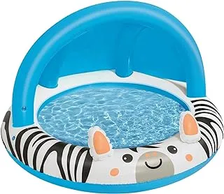 Bestway Shaded Baby Pool | Safari Fun Inflatable Play Centre, UV Sunshade, Inflatable Floor, Zebra Design, Ages 2+