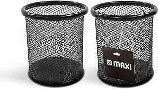 Maxi Mesh Pen and Pencil Holder Metal Mesh Office Desk Pen Organizer Black-2pcs