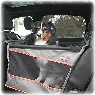 K&H PET PRODUCTS Buckle N' Go Dog Car Seat for Large Dogs, Waterproof Fabric with Breathable Mesh & Adjustable Dog Seat Belt for Car, Dog Hammock for Car, Dog Carrier Dog Car Seat Cover - Gray MD/LG