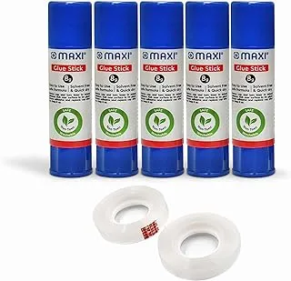 Maxi Glue stick 8G,The Maxi Glues fast, strong and durable, highly efficient and washable,easy to use safe formula solvent free and quick dry.non toxic + Stationery Tape 18mm 2pcs