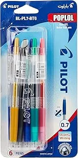 Pilot BL-PL-7-BT6 Pop'LoL Gel Pen 6-Pieces, 0.7 mm Tip Size, Assorted