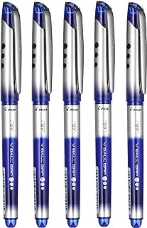 Pilot BLN-VBG7-5L V Ball Grip Roller Ball Pen 5-Piece Set, 0.7 mm Tip Size, Blue