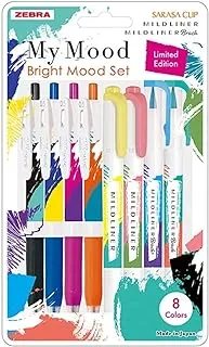 Zebra Limited Edition Pen and Mildliner Set (Bright Mood Themed 4 Pen + 4 Doublesided Mildliners)