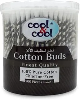 Cool & Cool Chlorine free Paper Ear Buds - 200's - Black - Round Thick Tips,Cotton Swabs,100% Cotton,Double Tipped,Hygienic,Gentle & Safe Swabs for Ears